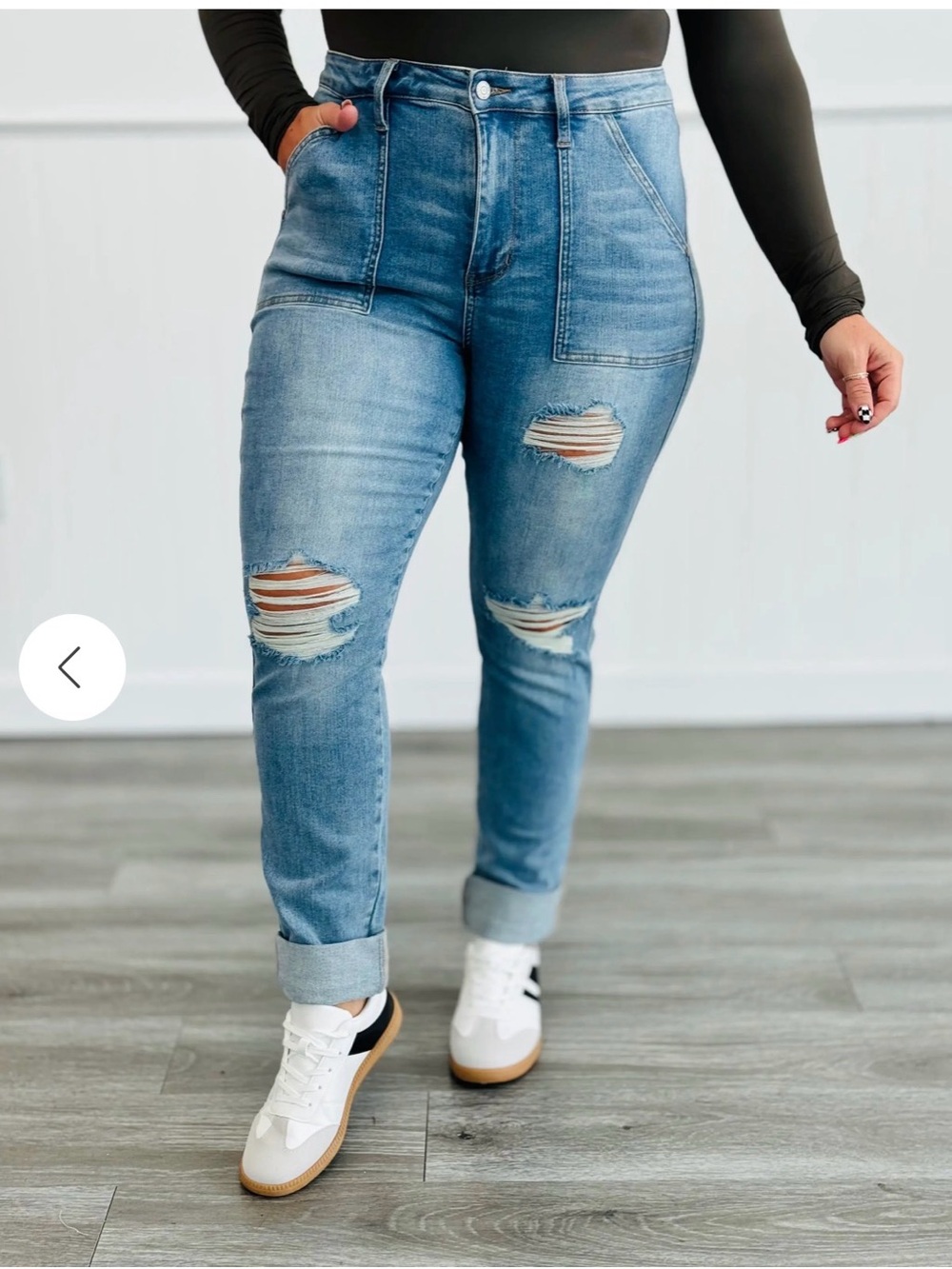 Judy Blue High-Rise Patch Pocket Destroyed Boyfriend Jeans